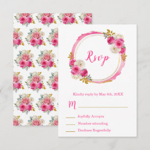 Cartons Réponse Rose Chaude et Or Fleurs Élégantes Sweet Sixteen