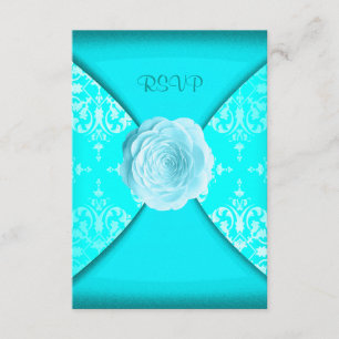 Cartons Réponse Rose de Damas sarcelle Bleu sarcelle Toutes occasi