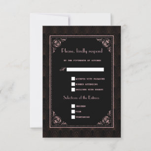 Cartons Réponse Rose Gold Black Great Gatsby Art Déco Mariage