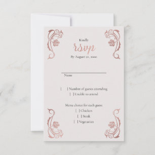 Cartons Réponse Rose Gold Floral Fairytale Mariage
