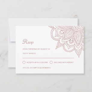 Cartons Réponse Rose indien élégant Gold Mehndi Mariage hindou