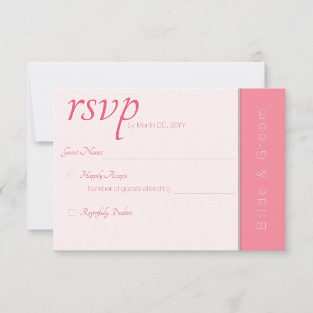 Cartons Réponse Rose Pink Forever Commence Élégant Simple Mariage (Devant)