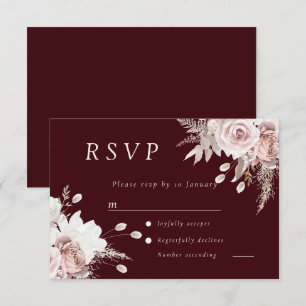 Cartons Réponse Rose Poussiéreuse Blush Floral Mariage Burgundy Pr