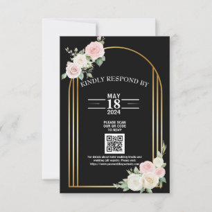 Cartons Réponse Rose rose et blanc fleurit Mariage