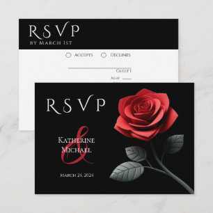 Cartons Réponse Rose rouge-RSVP-Mariage-
