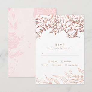 Cartons Réponse Rose simple cuivre or Élégant Mariage floral