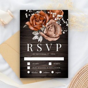 Cartons Réponse Rose Terracotta Brûlée Bois Rustique Mariage