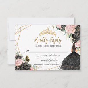Cartons Réponse Rosée rose noire princesse robe Quinceañera Répons