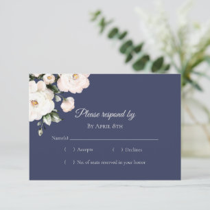 Cartons Réponse Roses blanches Élégant Mariage pourpre