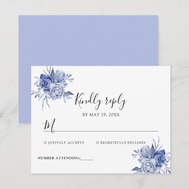 Cartons Réponse roses bleues poussiéreuses rustiques et autres fle (Devant / Derrière)