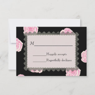 Cartons Réponse Roses de chou rose et Mariage de dentelle noire
