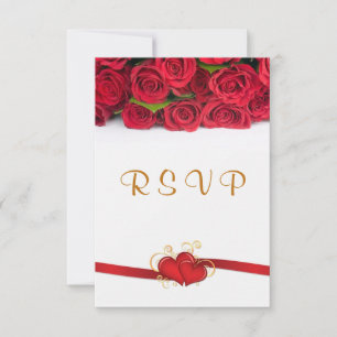 Cartons Réponse Roses rouges et coeurs épousant l'invitation de