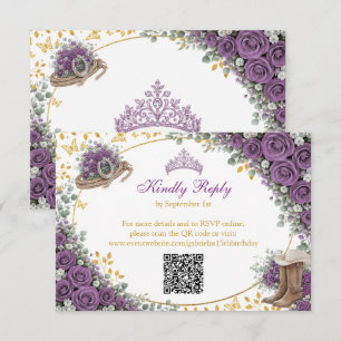 Cartons Réponse Roses Violettes Occidentales Pays Doré Quinceañera