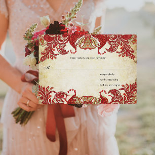 Cartons Réponse Rouge, chaux et orange Vintage Paisley Peacock RSV