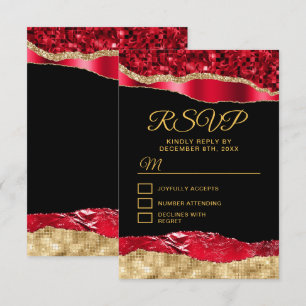 Cartons Réponse Rouge et or Larmes à Glam Sweet sixteen
