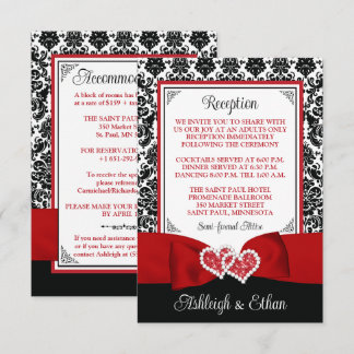 Cartons Réponse Rouge, Noir, Damas blanc, Coeurs d'amour