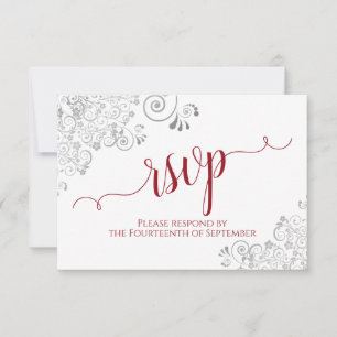 Cartons Réponse Rouge sur blanc Élégante calligraphie Mariage de l