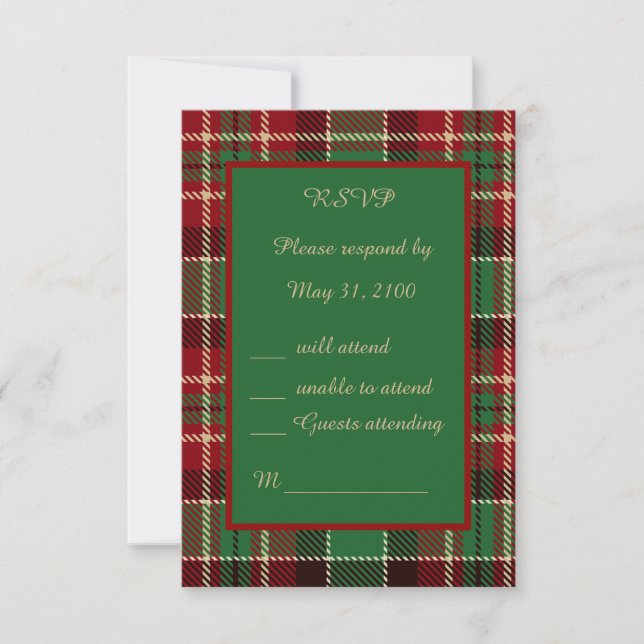 Cartons Réponse rouge vert noir écossais celtique tartan mariage (Devant)