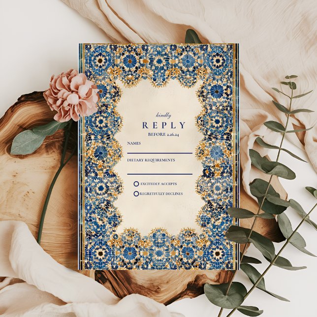 Cartons Réponse Royal Blue Islamic Wedding (Créateur téléchargé)