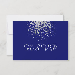 Cartons Réponse Royal Blue moderne et Confetti en argent