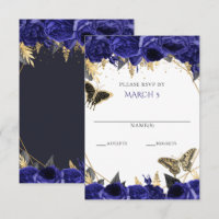 Royal Blue Or Floral Papillons Quinceanera