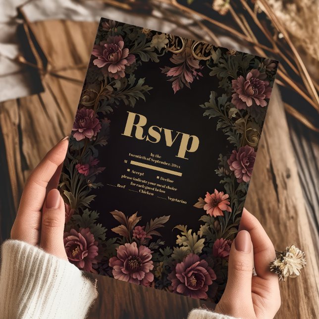 Cartons Réponse Royal Victorian Floral Mariage gothique (Créateur téléchargé)