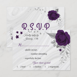 Cartons Réponse royal violet gris argenté choix de repas