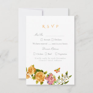 Cartons Réponse Ruban de rose en or Monogramme Mariage
