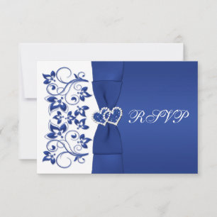 Cartons Réponse RUBAN IMPRIMÉ Carte-réponse florale bleue et blanc