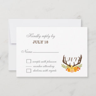 Cartons Réponse Russe Antler Deer Floral Mariage de bois