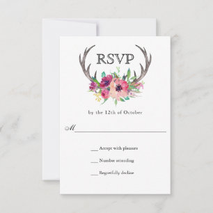 Cartons Réponse Russe Antlers Boho Floral Allure Mariage
