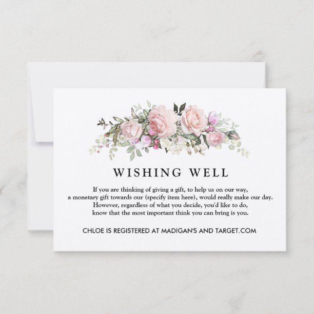 Cartons Réponse Russe Blush Mariage Wishing Well Card (Devant)