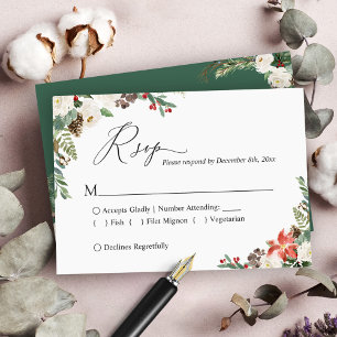 Cartons Réponse Russe hiver ivoire Floral Pine Cône Mariage