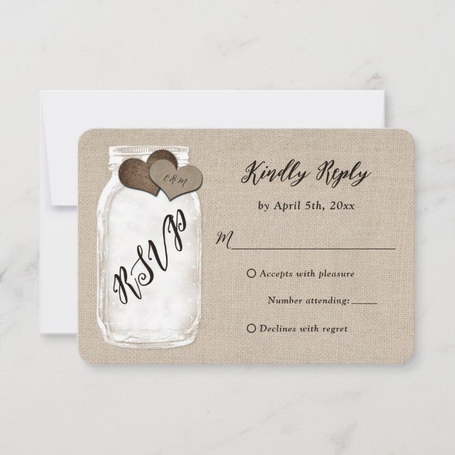 Cartons Réponse Russe Pays Mason Jar Burlap Mariage (Devant)