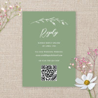 Russe Sage Green Fleur sauvage QR Code Mariage