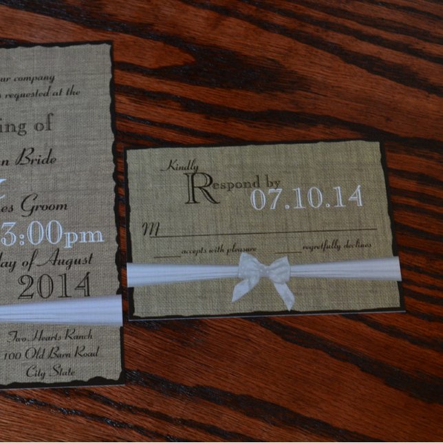 Cartons Réponse Rustic Bow et Burlap Mariage (Créateur téléchargé)