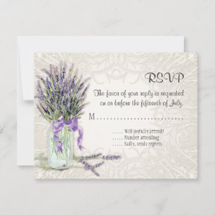 Cartons Réponse Rustic Country Mason Jar Lace n Lavender Floral