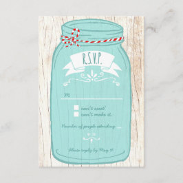 Cartons Réponse Rustic Mason Jar sur l'écorce Mariage illustré