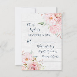 Cartons Réponse Rustic Pink Floral Spring Wedding Response Card