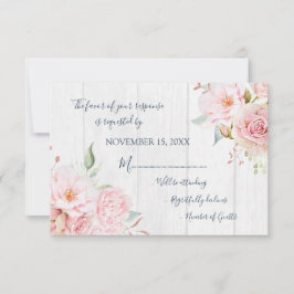 Cartons Réponse Rustic Pink Floral Spring Wedding Response Card