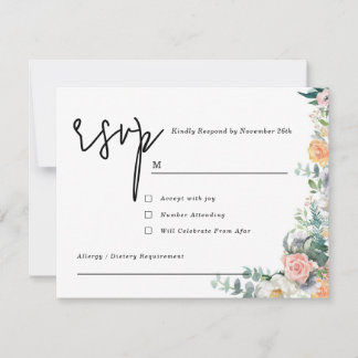 Cartons Réponse Rustic Terracotta and Orange Autumn Floral wedding