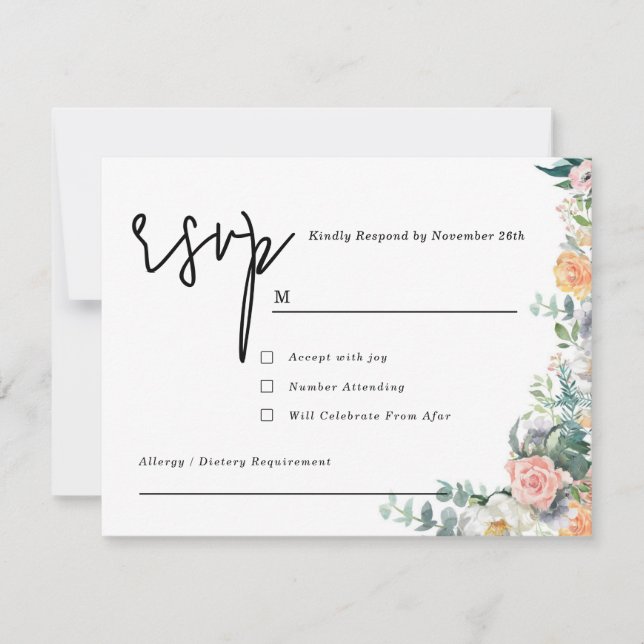 Cartons Réponse Rustic Terracotta and Orange Autumn Floral wedding (Devant)