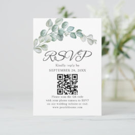 Cartons Réponse Rustic Watercolor Eucalyptus Greenery Wedding