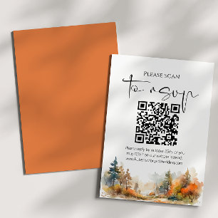 Cartons Réponse Rustic Woodland Automne Forest Code QR Mariage