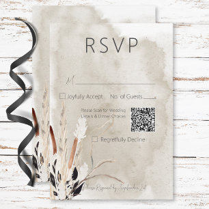 Cartons Réponse Rustique Boho Bouquet Mariage moderne QR Code