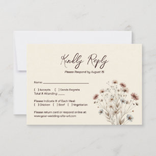 Cartons Réponse Rustique Boho Chic Fleur sauvage Simple Mariage