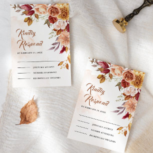 Cartons Réponse Rustique Bourgogne Terracotta Mariage Floral