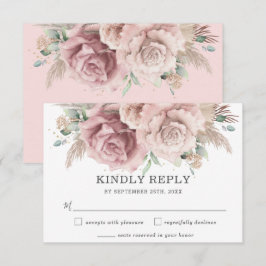 Cartons Réponse Rustique Chic Blush Dusty Rose Floral Pampas Maria