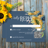 Rustique Dusty Blue Sunflower Mariage QR Code