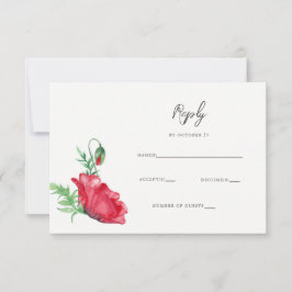 Cartons Réponse Rustique Elegant Aquarelle Script Red Poppy Mariag